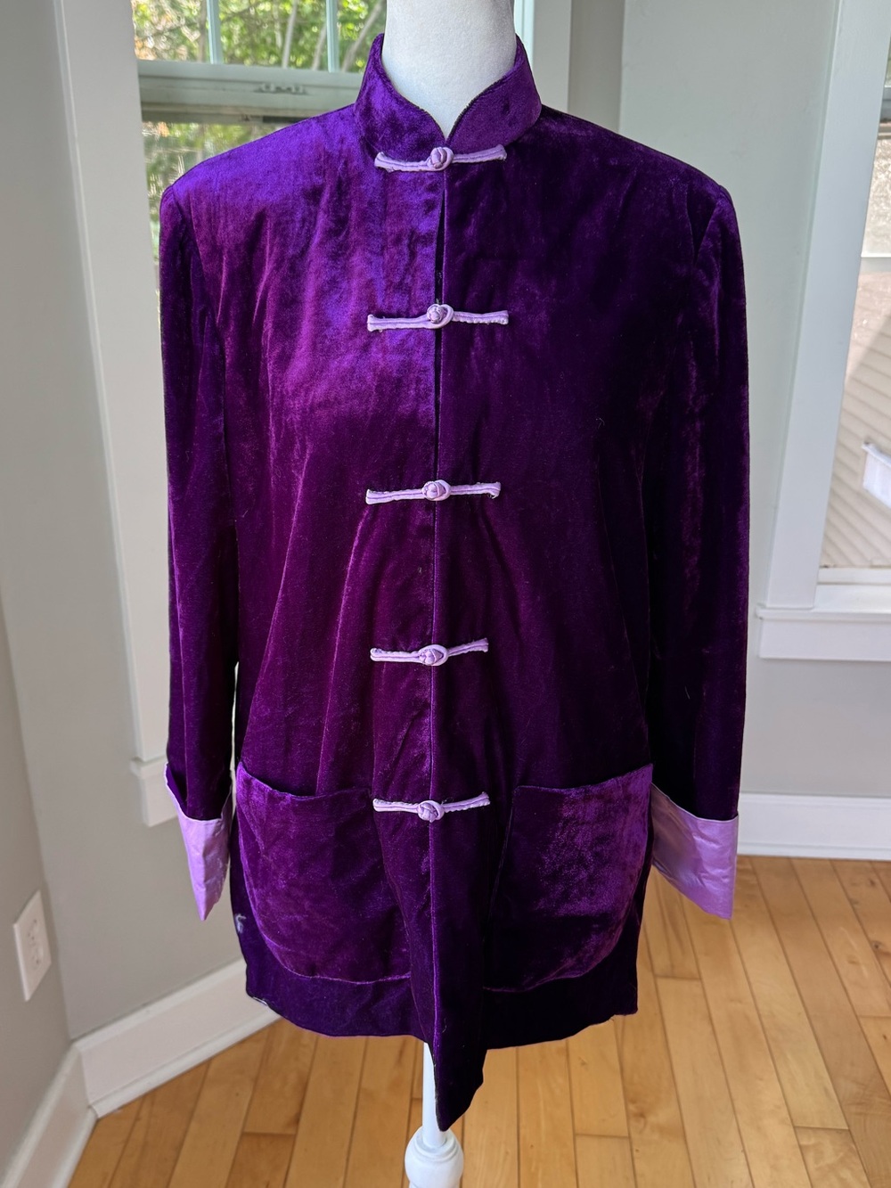 Royal Purple Velvet Chinese Mandarin Jacket Size Small